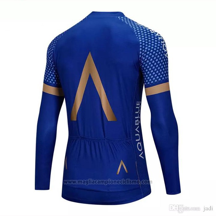 2018 Abbigliamento Ciclismo Aqua Blue Sport Blu Manica Lunga e Salopette